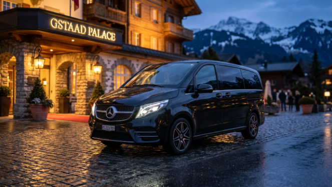 “Mercedes-Benz V-Class VIP van luxury chauffeur service Switzerland by Swiss Geneva Limo”